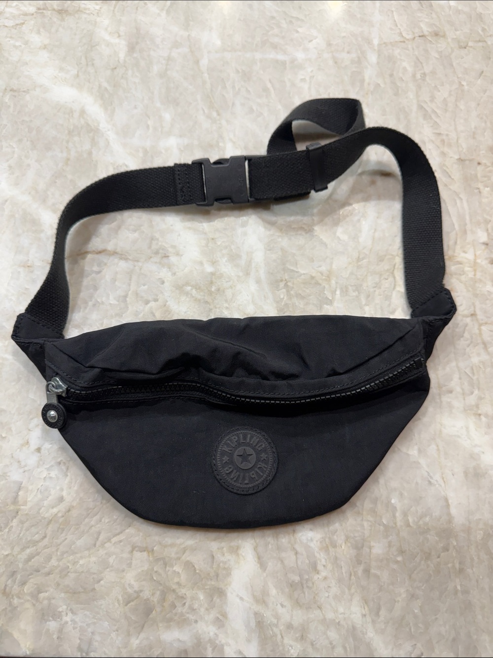 Kipling Black Waist Belt Bag with Logo Patch